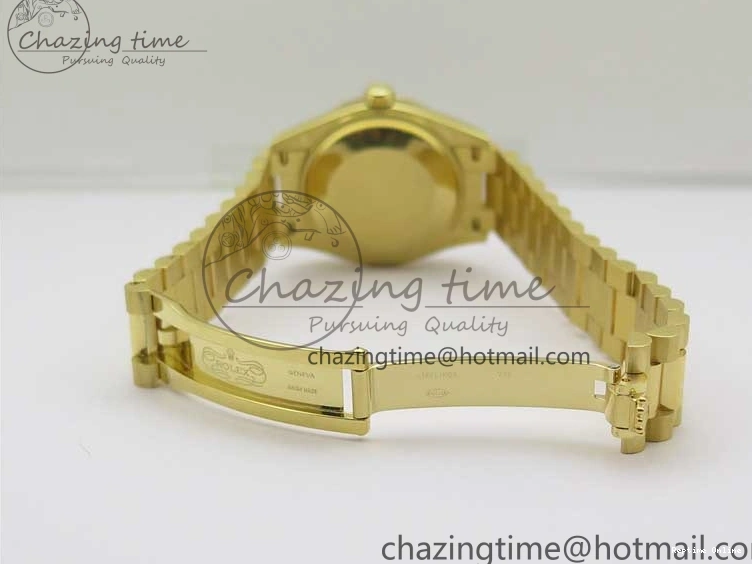 0516 Daydate 278288 31mm YG EWF Best Edition Green Malachite Dial on YG President Bracelet ETA SunProtective 2605